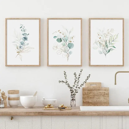 3pcs Floral Leaf Canvas Wall Art for Home Decor