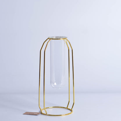 Minimalist Glass Hydroponic Metal Vase with Stand