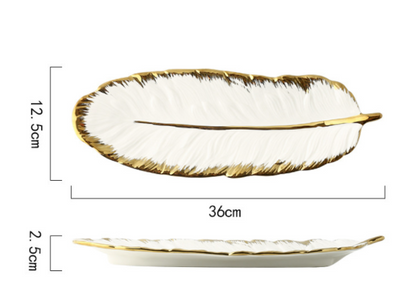 Luxury Gold Feather Table Tray