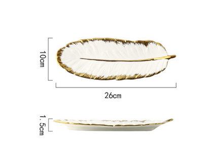 Luxury Gold Feather Table Tray