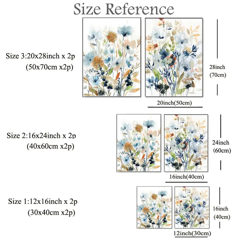2pcs Floral Leaf Canvas Art Posters for Home Decor