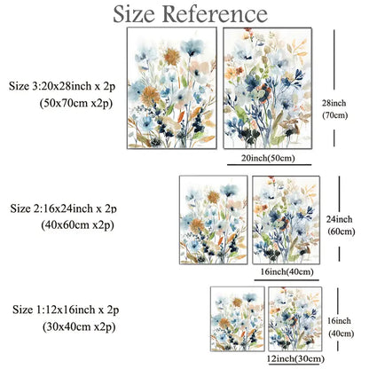 2pcs Floral Leaf Canvas Art Posters for Home Decor