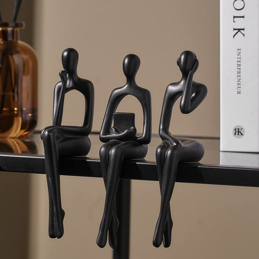 Black Décor Statue - Abstract Resin Sculpture Ornament Art Figurine Modern Home Décor