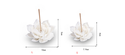 White Porcelain Lotus Incense Burner with Backflow Design