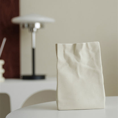 Cream Wrinkled Paper Bag Vase