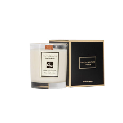 CULTURE & NATURE Floral Bouquet Scented Soy Candle (8oz) 100% Natural Soy Wax Clean Long Burning Wooden Wick Luxury Home Fragrance