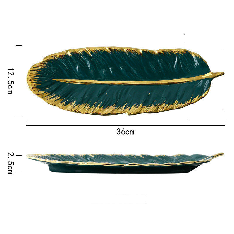 Luxury Gold Feather Table Tray