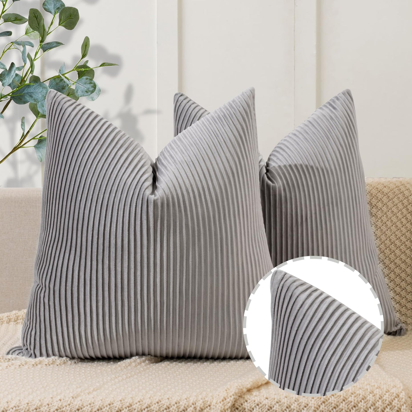 YCOLL Dark Grey Pillow Covers