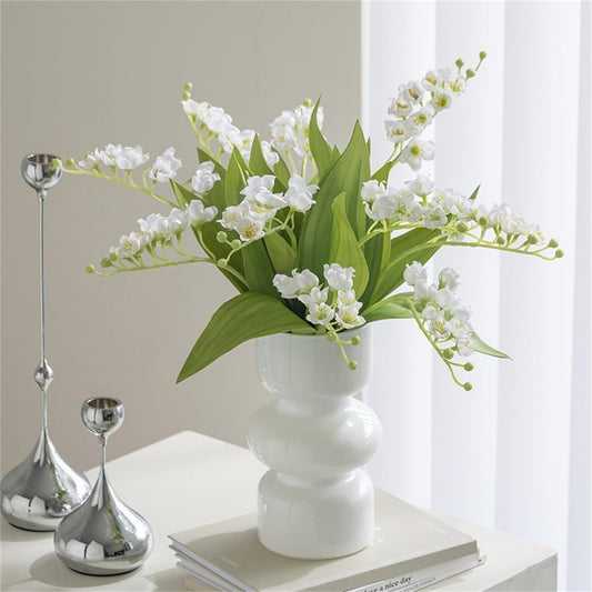 JSPYFITS Glass Hydroponic Flower Vase 7 Inches Colored Glass Bubble Vase for Flower Three-Layer Glass Funky Vase for Home/Office/Weddings/Party Table Flower Decor (White)