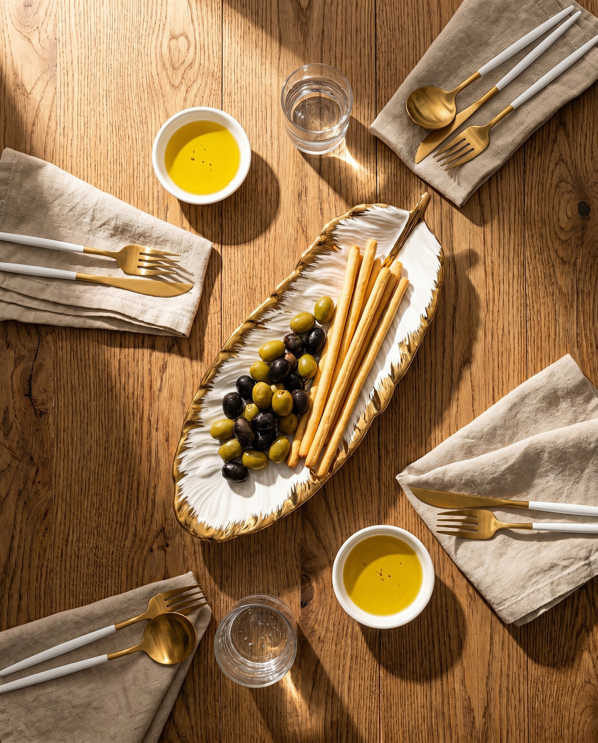 Luxury Gold Feather Table Tray