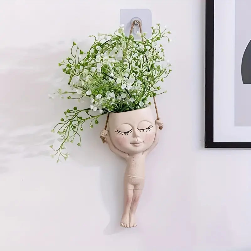 Creative Resin Succulent Vase with Gymnastics Doll