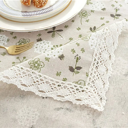 Dandelion Cotton Linen Lace Table Cover for Home Decor