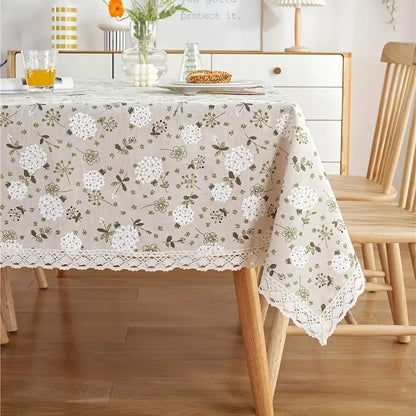 Dandelion Cotton Linen Lace Table Cover for Home Decor