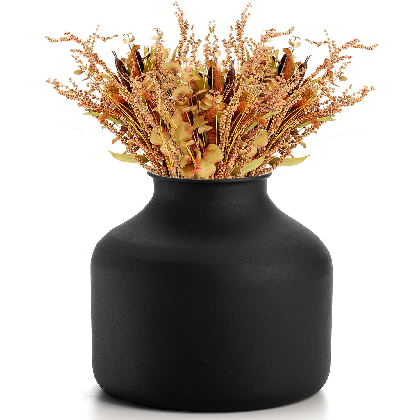 Goaste Metal Matte Flower Vase Small Black Vase for Flowers 6.5 Inch Tall Iron Frosted Flower Arranging Vase for Table Centerpiece Home Shelf Office Garden Decor Black