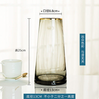 Luxury Gold Trim Glass Vase for Nordic Minimalist Decor