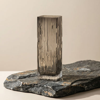 Modern Minimalist Crystal Glass Square Vase (Grey)