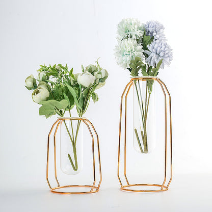 Minimalist Glass Hydroponic Metal Vase with Stand