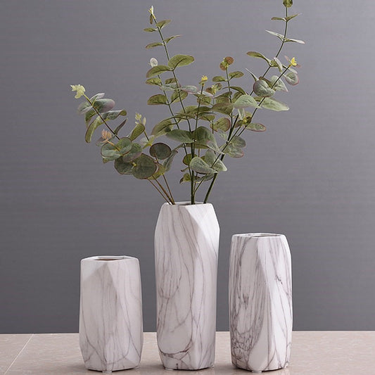 Geometric Stone Pattern Ceramic Flower Vase Triple Set