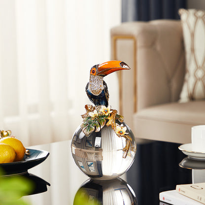 The Toucan & Bough Enamel Crystal Sphere Sculpture