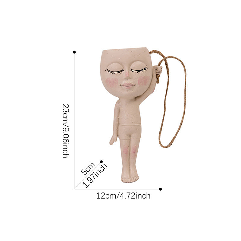 Creative Resin Succulent Vase with Gymnastics Doll
