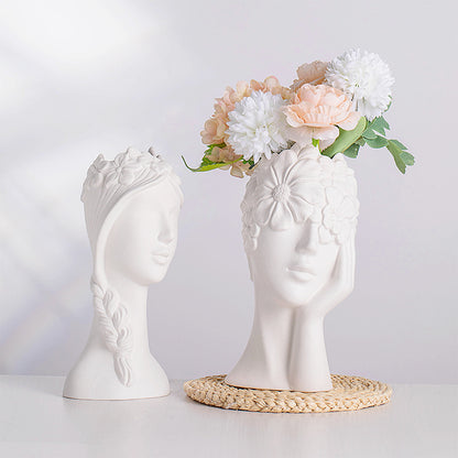 Nordic Simple Matte White Ceramic Body Vase