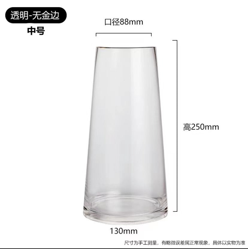Luxury Gold Trim Glass Vase for Nordic Minimalist Decor